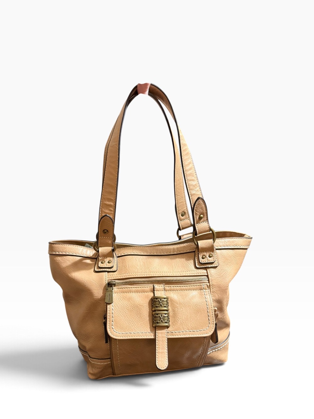 b.o.c. Tan Shoulder Bag Organizer Purse Front Card Slots